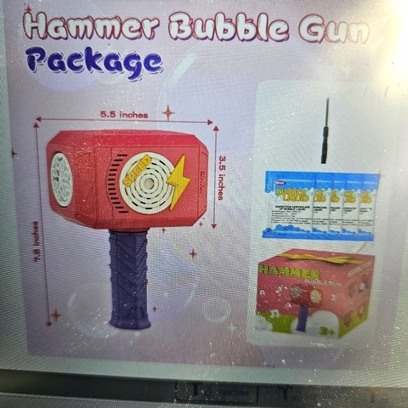 NEW/In Box Hammer Bubble Gun w 🎶. Pink/Purple - Picture 7 of 9